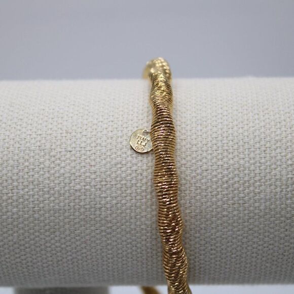 Sterling Silver Gold-tone Stretch Bangle by Leslie's - Picture 4 of 10